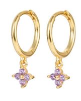 1 Piece Sweet Shiny Flower Plating Inlay Sterling Silver Zircon 18k Gold Plated White Gold Plated Drop Earrings sku image 4