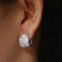 1 Pair Classic Style Geometric Plating Inlay Copper Zircon Rhodium Plated Hoop Earrings main image 1