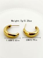 1 Pair Simple Style Commute C Shape Polishing Plating 304 Stainless Steel 14K Gold Plated Ear Studs main image 3