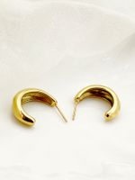 1 Pair Simple Style Commute C Shape Polishing Plating 304 Stainless Steel 14K Gold Plated Ear Studs main image 4