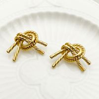 1 Pair Casual Simple Style Knot Polishing Plating 304 Stainless Steel 14K Gold Plated Ear Studs main image 1