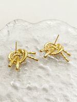 1 Pair Casual Simple Style Knot Polishing Plating 304 Stainless Steel 14K Gold Plated Ear Studs main image 3