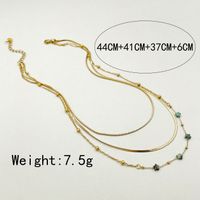 304 Stainless Steel Natural Stone 14K Gold Plated Sweet Simple Style Layered Polishing Plating Star Natural Stone Beads Layered Necklaces main image 4