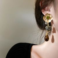 Ethnic Style Flower Metal Tassel Inlay Artificial Gemstones Women's Earrings main image 4