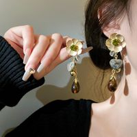 Ethnic Style Flower Metal Tassel Inlay Artificial Gemstones Women's Earrings main image 2