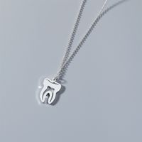 Simple Style Teeth Titanium Steel Plating Hollow Out Gold Plated Pendant Necklace Long Necklace sku image 2