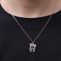 Simple Style Teeth Titanium Steel Plating Hollow Out Gold Plated Pendant Necklace Long Necklace main image 2