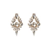 Élégant Glamour Luxueux Rhombe Imitation Diamant Alliage Incruster Alliage Strass Plaqué Or Femmes Boucles D'oreilles main image 6