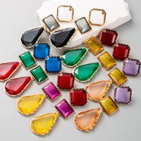 Casual Elegant Sweet Square Alloy Inlay Resin Gold Plated Women's Drop Earrings main image 1