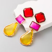 Casual Elegant Sweet Square Alloy Inlay Resin Gold Plated Women's Drop Earrings main image 7