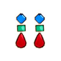 Casual Elegant Sweet Square Alloy Inlay Resin Gold Plated Women's Drop Earrings main image 4