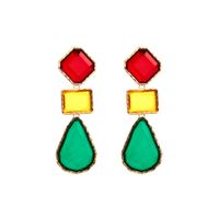 Casual Elegant Sweet Square Alloy Inlay Resin Gold Plated Women's Drop Earrings main image 3
