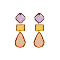Casual Elegant Sweet Square Alloy Inlay Resin Gold Plated Women's Drop Earrings main image 2