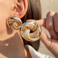 Simple Style Streetwear Solid Color Metal Copper Plating Hollow Out Inlay Zircon 18k Gold Plated Gold Plated Silver Plated Women's Earrings main image 4