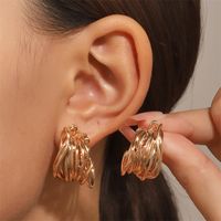 Simple Style Streetwear Solid Color Metal Copper Plating Hollow Out Inlay Zircon 18k Gold Plated Gold Plated Silver Plated Women's Earrings main image 3