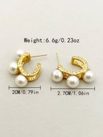 1 Pair Elegant Sweet C Shape Plating Hollow Out Inlay 304 Stainless Steel Pearl 14K Gold Plated Ear Studs main image 2