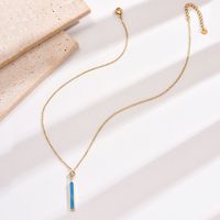 304 Stainless Steel 14K Gold Plated Elegant Simple Style Epoxy Plating Inlay Rectangle Rhinestones Necklace main image 2