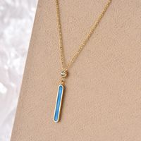 304 Stainless Steel 14K Gold Plated Elegant Simple Style Epoxy Plating Inlay Rectangle Rhinestones Necklace main image 1
