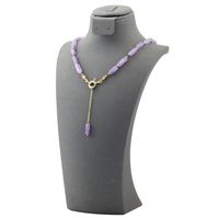 Novelty Bamboo Joint Natural Stone Copper Beaded Handmade Plating 18k Gold Plated Necklace main image 4