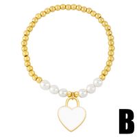 Fashion Simple Style Heart Shape Imitation Pearl Copper Charm Plating Inlay Shell Zircon Bracelets main image 4