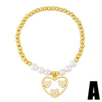 Fashion Simple Style Heart Shape Imitation Pearl Copper Charm Plating Inlay Shell Zircon Bracelets main image 5