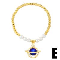 Original Design Starry Sky Moon Imitation Pearl Copper 18k Gold Plated Zircon Bracelets In Bulk sku image 5