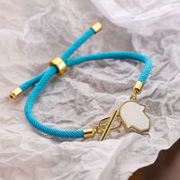 Simple Style Round Palm Heart Shape Rope Copper Plating Inlay Shell 18k Gold Plated Women's Bracelets main image 4