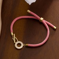 Simple Style Round Palm Heart Shape Rope Copper Plating Inlay Shell 18k Gold Plated Women's Bracelets main image 3