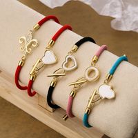 Simple Style Round Palm Heart Shape Rope Copper Plating Inlay Shell 18k Gold Plated Women's Bracelets main image 1