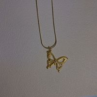 304 Stainless Steel 18K Gold Plated Simple Style Plating Flower Butterfly Pendant Necklace sku image 3