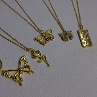 304 Stainless Steel 18K Gold Plated Simple Style Plating Flower Butterfly Pendant Necklace main image 2