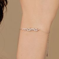 Wholesale Mama Modern Style Letter Sterling Silver Zircon Bracelets main image 4