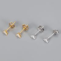 1 Pair Simple Style Geometric Sterling Silver Inlay Artificial Gemstones Ear Studs main image 1