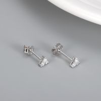 1 Pair Simple Style Geometric Sterling Silver Inlay Artificial Gemstones Ear Studs main image 4