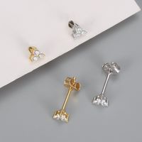 1 Pair Simple Style Geometric Sterling Silver Inlay Artificial Gemstones Ear Studs main image 3
