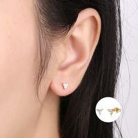 1 Pair Simple Style Geometric Sterling Silver Inlay Artificial Gemstones Ear Studs main image 2