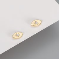 1 Pair Simple Style Eye Sterling Silver Plating Inlay Artificial Gemstones Ear Studs sku image 2