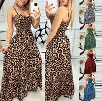 Women's Sheath Dress Strap Dress Regular Dress Casual Simple Style Classic Style V Neck Deep V Plunging Neck Elastic Waist Sleeveless Leopard Maxi Long Dress Outdoor Travel Daily main image 1
