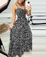 Women's Sheath Dress Strap Dress Regular Dress Casual Simple Style Classic Style V Neck Deep V Plunging Neck Elastic Waist Sleeveless Leopard Maxi Long Dress Outdoor Travel Daily main image 10