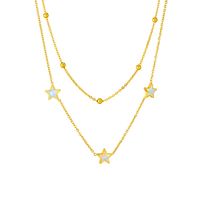 Stainless Steel 18K Gold Plated Simple Style Plating Inlay Star Acrylic Layered Necklaces sku image 1