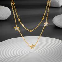 Stainless Steel 18K Gold Plated Simple Style Plating Inlay Star Acrylic Layered Necklaces main image 1