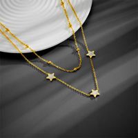 Stainless Steel 18K Gold Plated Simple Style Plating Inlay Star Acrylic Layered Necklaces main image 5