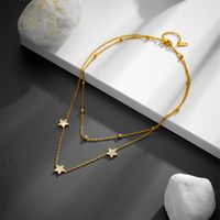 Stainless Steel 18K Gold Plated Simple Style Plating Inlay Star Acrylic Layered Necklaces main image 3