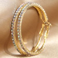 1 Pair Retro Simple Style Round Inlay Alloy Rhinestones Hoop Earrings main image 4