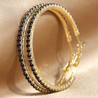 1 Pair Retro Simple Style Round Inlay Alloy Rhinestones Hoop Earrings sku image 2