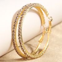 1 Pair Retro Simple Style Round Inlay Alloy Rhinestones Hoop Earrings sku image 3