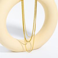 201 Stainless Steel 304 Stainless Steel Gold Plated Hip-Hop Vintage Style Plating Geometric Solid Color Layered Necklaces main image 3