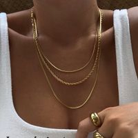 201 Stainless Steel 304 Stainless Steel Gold Plated Hip-Hop Vintage Style Plating Geometric Solid Color Layered Necklaces main image 1