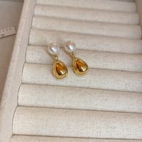 Elegant Water Droplets Imitation Pearl Alloy Women's Drop Earrings sku image 1