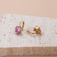 1 Pair Sweet Shiny Heart Shape Flower Rectangle Inlay 304 Stainless Steel Zircon Earrings main image 3